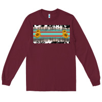 Burgundy western cowhide serape sunflower mama license plate Long Sleeve Tee - BarkalooDesign