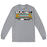Heather Grey western cowhide serape sunflower mama license plate Long Sleeve Tee - BarkalooDesign