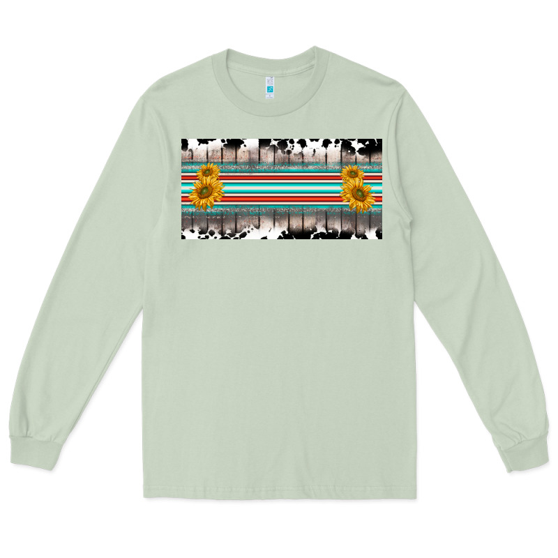 Western Cowhide Serape Sunflower Mama License Plate Long Sleeve Tee by BarkalooDesign | Teevron