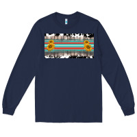 Navy western cowhide serape sunflower mama license plate Long Sleeve Tee - BarkalooDesign