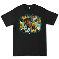 Black western rodeo horse cowhide sunflowers Premium Tee - BarkalooDesign