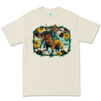 Bone western rodeo horse cowhide sunflowers Premium Tee - BarkalooDesign