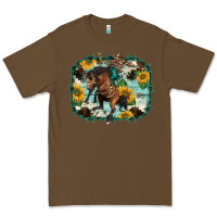 Cacao western rodeo horse cowhide sunflowers Premium Tee - BarkalooDesign