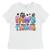 White paws and enjoy the little things Ladies Tee - MaliasSmallBusiness