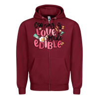 Burgundy cooking is love made edible Zipper Hoodie - MaliasSmallBusiness