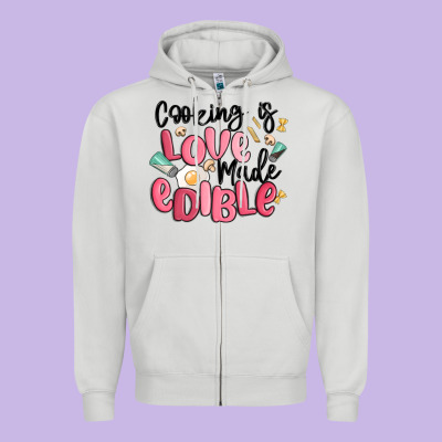 Cooking Is Love Made Edible Zipper Hoodie Designed By Maliassmallbusiness