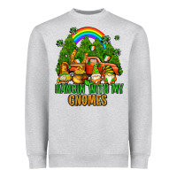 Heather Grey hangin with my gnomes with rainbow Heavyweight Sweatshirt - AdoDesignShop