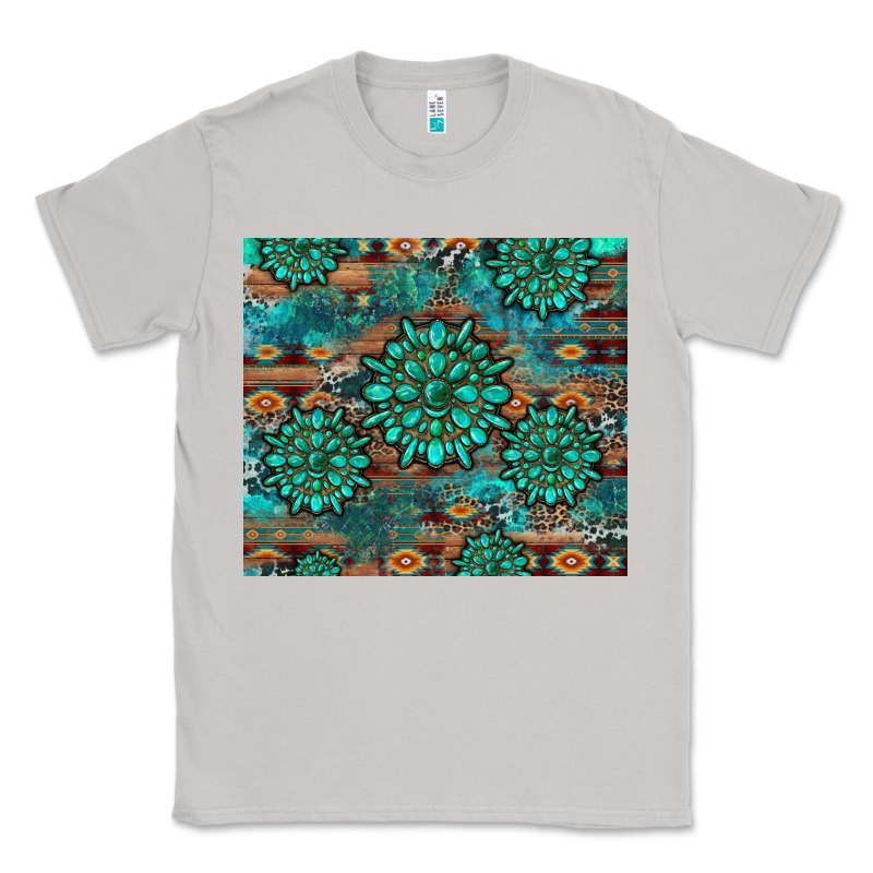 Gemstone Turquoises Aztec Leopard Cowhide Classic Tee by Artiststas | Teevron