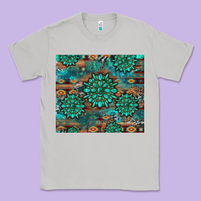 Gemstone Turquoises Aztec Leopard Cowhide Classic Tee Designed By Artiststas