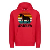 Red Just A Girl Who Loves Horses Premium Hoodie - Bettercallsaul