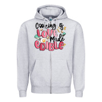 Heather Grey cooking is love made edible Zipper Hoodie - MaliasSmallBusiness
