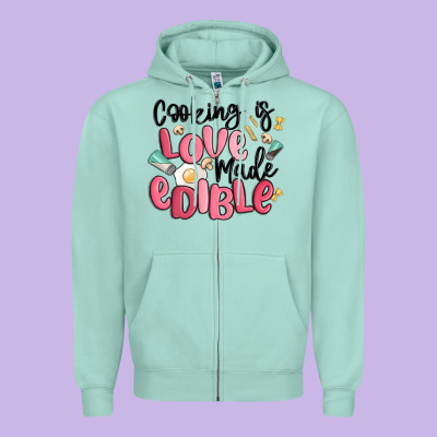 Cooking Is Love Made Edible Zipper Hoodie Designed By Maliassmallbusiness