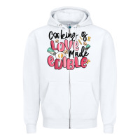 White cooking is love made edible Zipper Hoodie - MaliasSmallBusiness