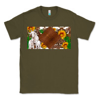 Army Green baby goats and sunflower and cactus with cowhide license plate Classic Tee - Artiststas