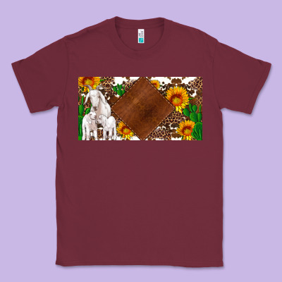Baby Goats And Sunflower And Cactus With Cowhide License Plate Classic Tee Designed By Artiststas