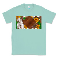 Seafoam baby goats and sunflower and cactus with cowhide license plate Classic Tee - Artiststas