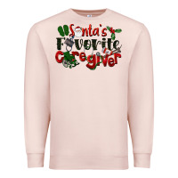 Pale Pink Santa's Favorite Caregiver Christmas Premium Sweatshirt - LillyAllenDesigns