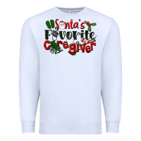 White Santa's Favorite Caregiver Christmas Premium Sweatshirt - LillyAllenDesigns