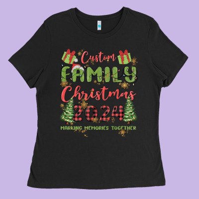 Ladies Tee custom family christmas 2024 marking memories toge