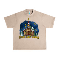French Oak Christmas church and snow grace and mercy Urban Heavy Tee - AdoDesignShop