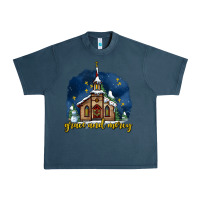 Midnight Navy Christmas church and snow grace and mercy Urban Heavy Tee - AdoDesignShop