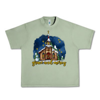 Oil Green Christmas church and snow grace and mercy Urban Heavy Tee - AdoDesignShop