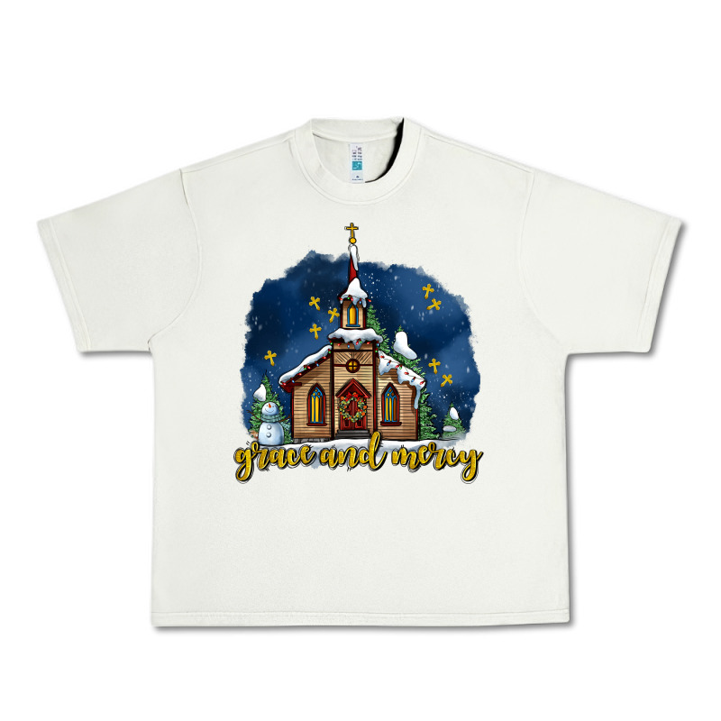 Christmas Church And Snow Grace And Mercy Urban Heavy Tee by AdoDesignShop | Teevron