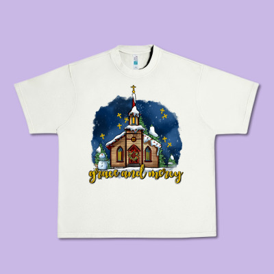Christmas Church And Snow Grace And Mercy Urban Heavy Tee Designed By Adodesignshop