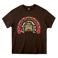 Chocolate Brown school bus leopard cowhide rainbow Heavy Core Tee - Artiststas
