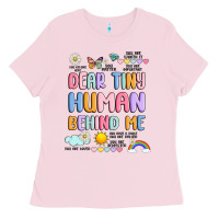 Bubblegum Pink dear tiny human behind me Ladies Tee - JahusDesignShop