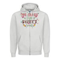 Dove Grey my class is full of sweet hearts Zipper Hoodie - MaliasSmallBusiness