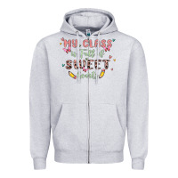Heather Grey my class is full of sweet hearts Zipper Hoodie - MaliasSmallBusiness