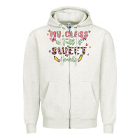 Oatmeal Heather my class is full of sweet hearts Zipper Hoodie - MaliasSmallBusiness