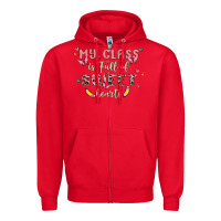Red my class is full of sweet hearts Zipper Hoodie - MaliasSmallBusiness