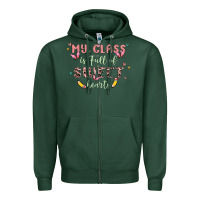 Sports Green my class is full of sweet hearts Zipper Hoodie - MaliasSmallBusiness
