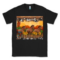 Black western horses and  sunset with sunflowers Classic Tee - Artiststas