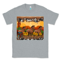 Heather Grey western horses and  sunset with sunflowers Classic Tee - Artiststas