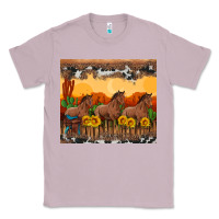 Lilac western horses and  sunset with sunflowers Classic Tee - Artiststas