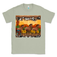 Matcha western horses and  sunset with sunflowers Classic Tee - Artiststas