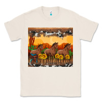 Natural western horses and  sunset with sunflowers Classic Tee - Artiststas