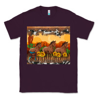 Plum western horses and  sunset with sunflowers Classic Tee - Artiststas