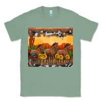Sage western horses and  sunset with sunflowers Classic Tee - Artiststas