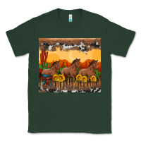 Sports Green western horses and  sunset with sunflowers Classic Tee - Artiststas