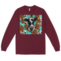 Burgundy western black and white cow Long Sleeve Tee - BarkalooDesign