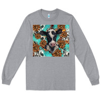 Heather Grey western black and white cow Long Sleeve Tee - BarkalooDesign