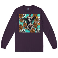 Plum western black and white cow Long Sleeve Tee - BarkalooDesign
