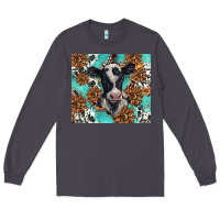 Smoke western black and white cow Long Sleeve Tee - BarkalooDesign