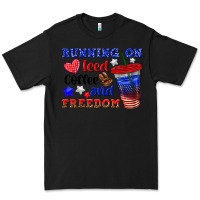 Black running on iced coffe and freedom Premium Tee - texasbilliewilder