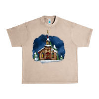 French Oak Christmas church and snow Urban Heavy Tee - AdoDesignShop
