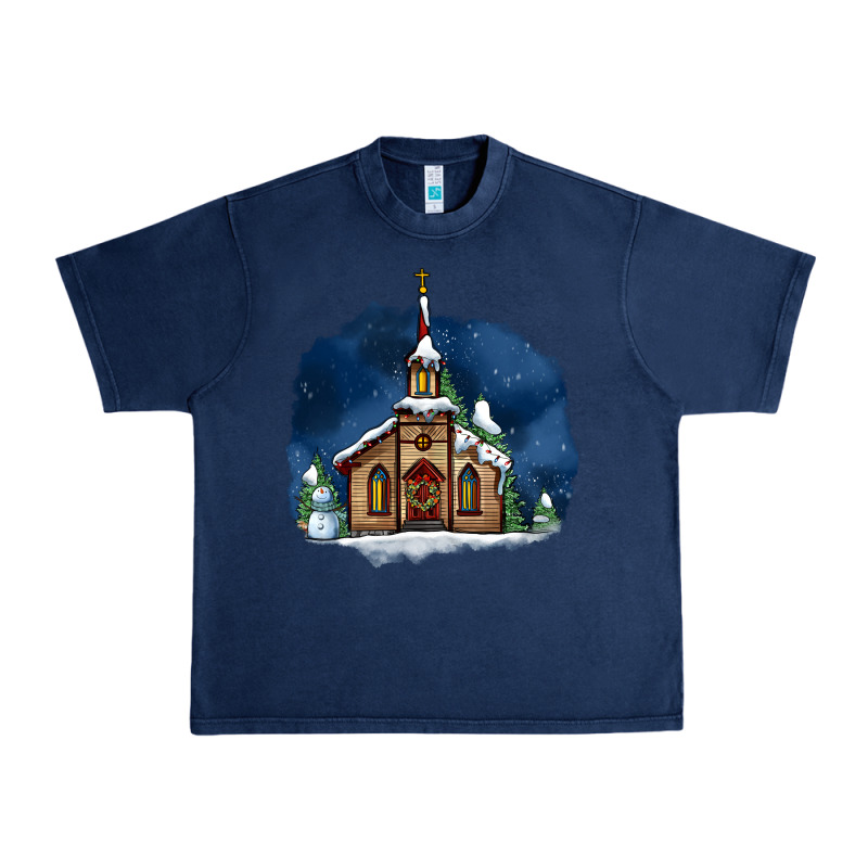 Christmas Church And Snow Urban Heavy Tee by AdoDesignShop | Teevron